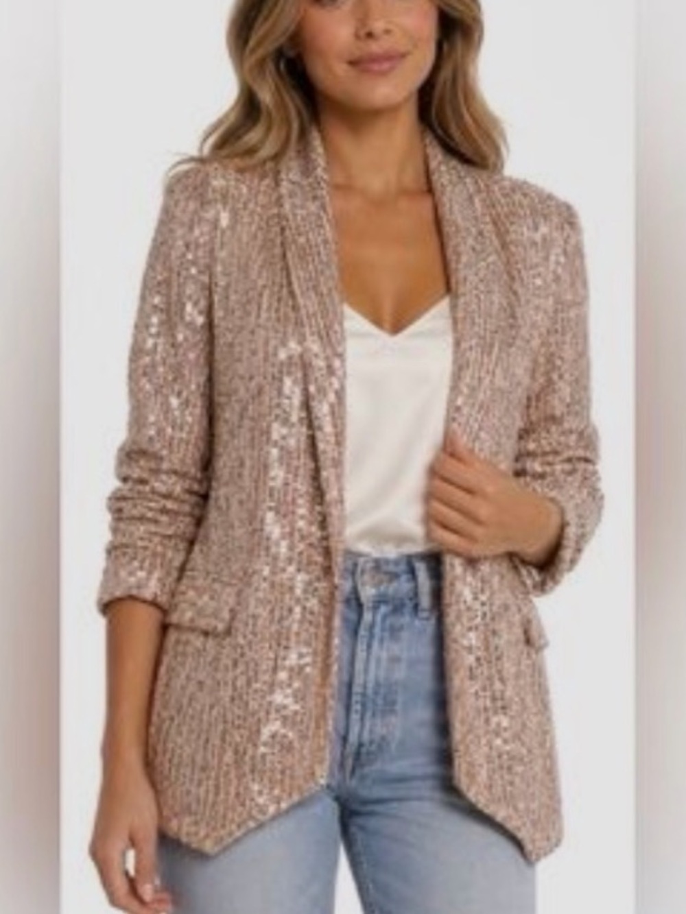 Greylin Rose Gold Sequin Blazer
